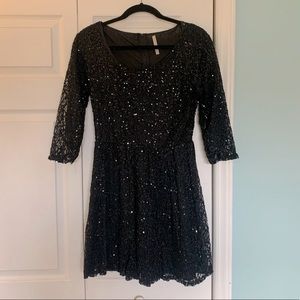 Black sequined cocktail dress